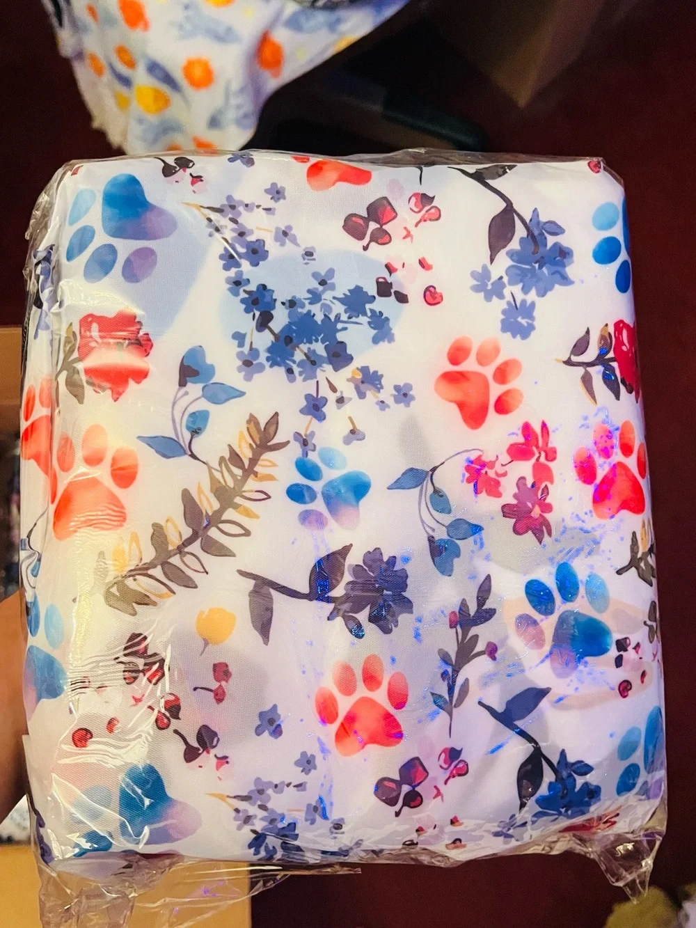 Sand-Free Floral Paws Microfiber Beach Towel With Drawstring Carry Bag